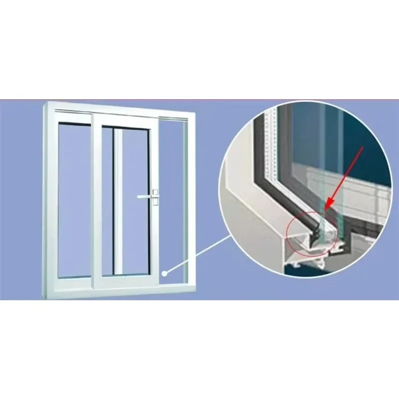 10M doors and windows slot thong Aluminum Alloy fixed glass strip doors and windows three EPDM seal strip Rubber strips