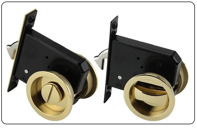 Keyless Bed Bath Door Lock Mortise Lock Set Flush Recessed Pull Ring Double-Sided Square Round Escape