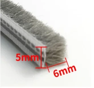 10M 5/6/7mm Elastic straight hair sealing strip Door/Window gap foam Groove Nylon Pile Brush Seal Weatherstrip Dust Proof Strip