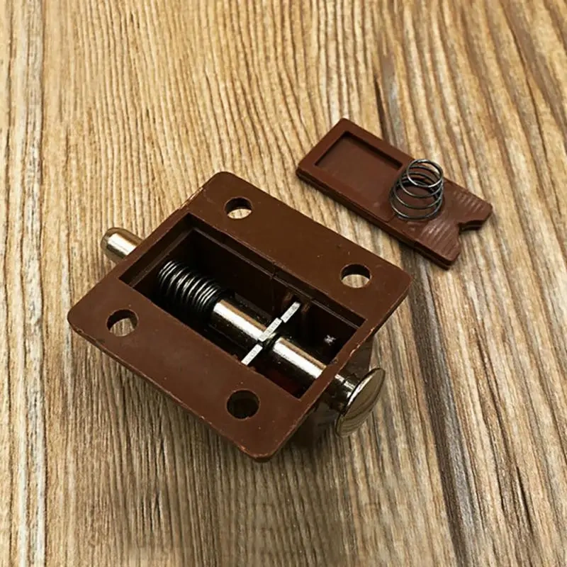 10pcs Door Bolt Exposed Spring Plastic Automatic Button Latch Door Chain Latch For Furniture Hardware