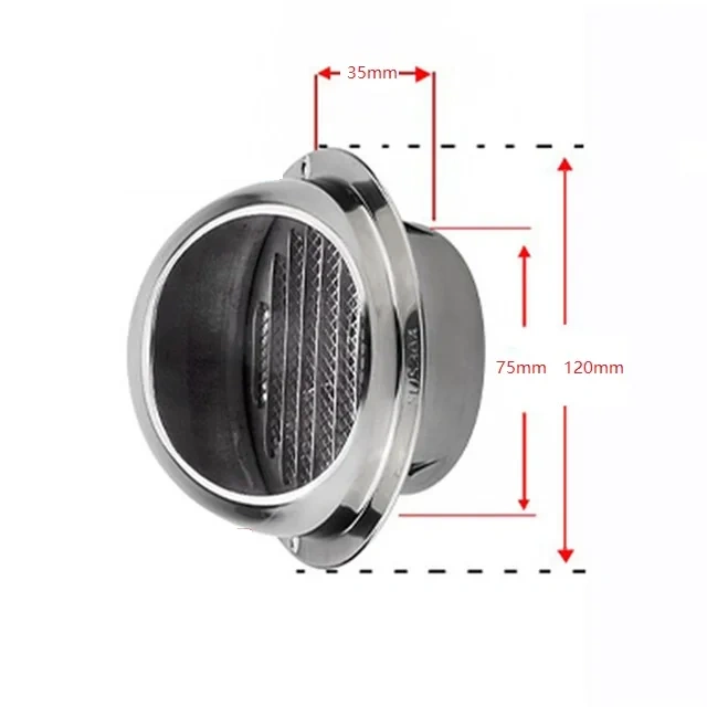 304 Stainless Steel Wall Ceiling Air Vent Ducting Ventilation Exhaust Grille Cover Outlet Heating Cooling & Vents Cap Waterproof