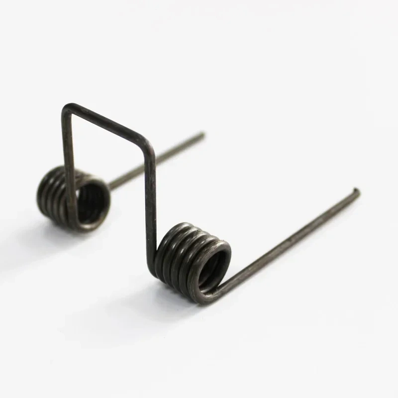 Double torsion spring,wire dia 2.5mm OD. 15.5mm feet length 65mm 5 coils