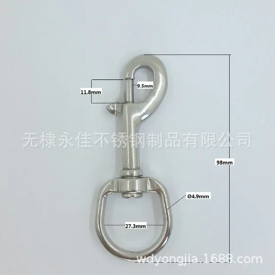 5PCS 316 Stainless Steel 70mm-127mm Swivel Eye Snap Hook Dive Single Ended Swivel Eye Bolt Hook Buckle Dog Leash Sucba Diving