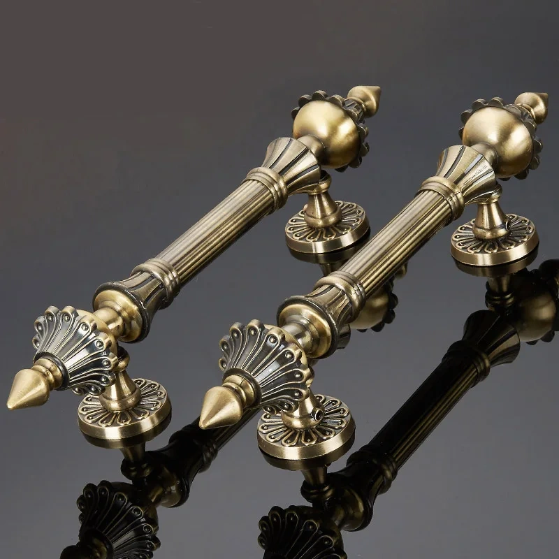 European retro push door handles antique wooden door handle and knobs for outdoor gate door hardware