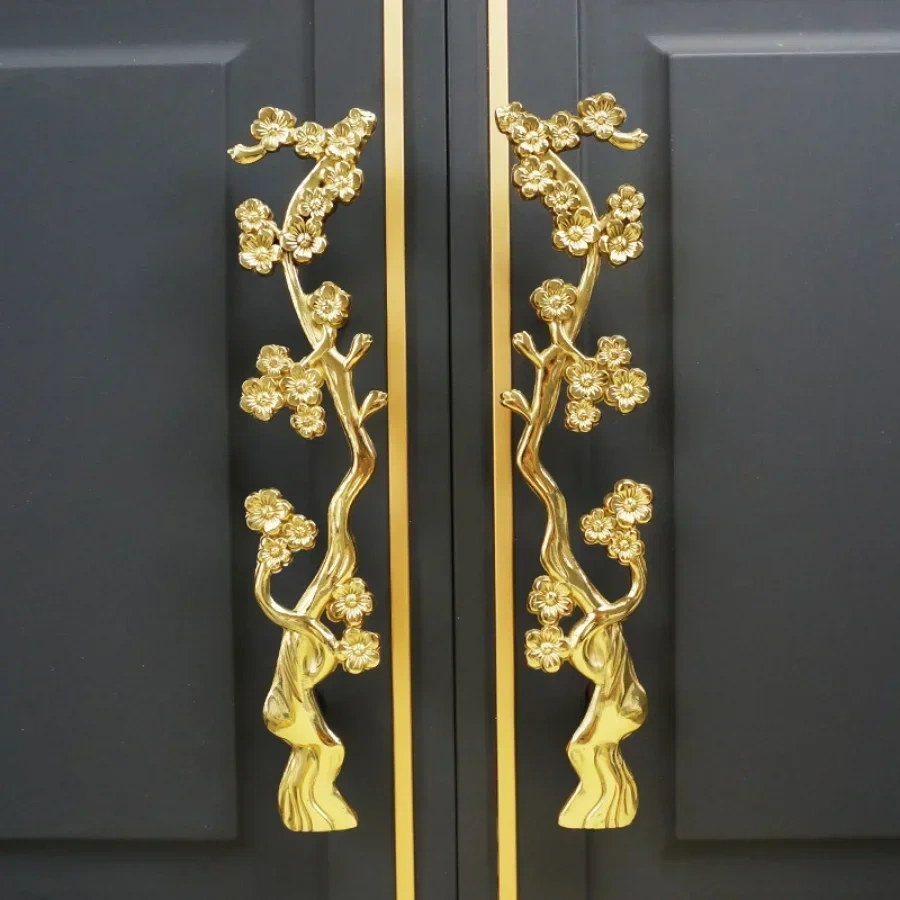 Solid Brass Plum Tree Branch Furniture Handles New Chinese Style Handles for Wardrobe and Cabinets Furniture Fittings