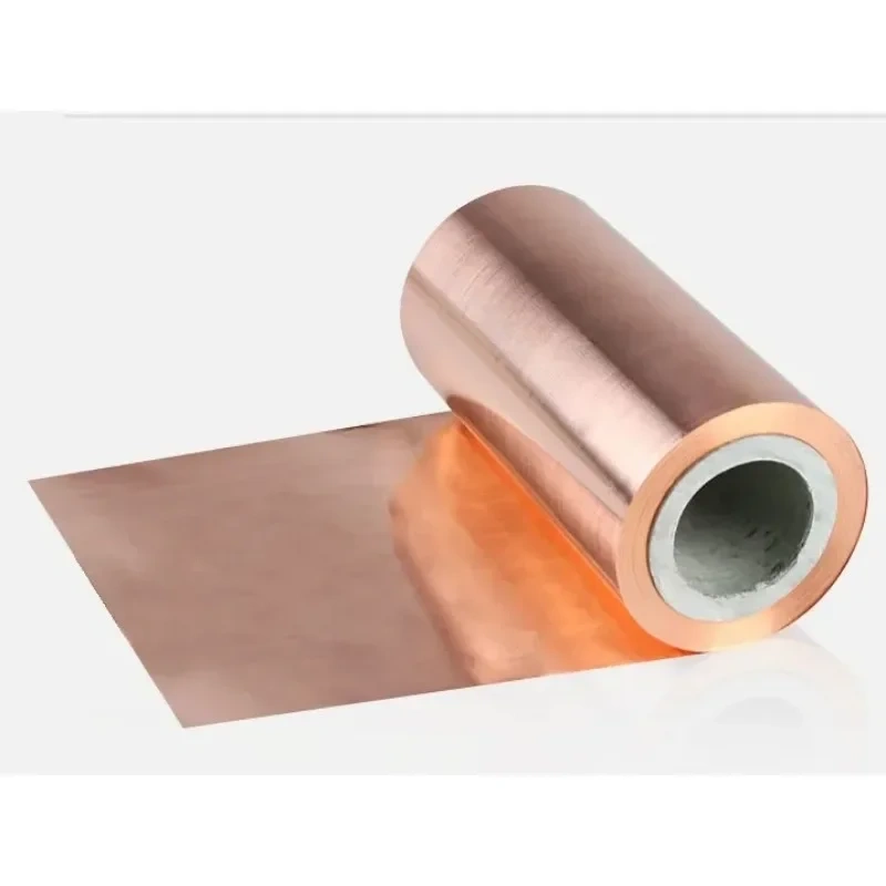 2Meters length 100mm width 0.1mm-1mm T2 Copper Strip 0.01x100mm 0.02x100mm 0.03x100mm  99.90% T2 Copper foil  Copper tape