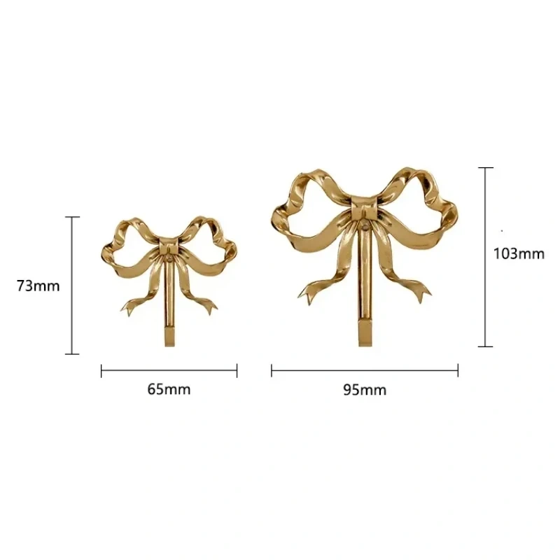 Bedroom Porch Bathroom Decoration Luxury Solid Brass Bow Shape Wall Hook Nordic Retro Clothes Hook Coat Hook