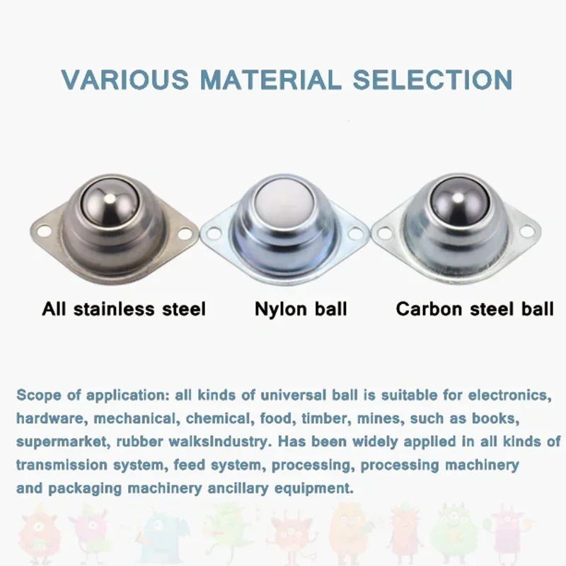 4pcs Metal Steel Swivel Ball Caster Wheel Car Robot Universal Eye Round Wheel For Machinery Trolleys Furniture Hardware