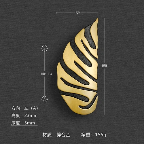 Leaf Handle Black Gold Leaves Creative Cabinet Handles Drawer knobs Wardrobe Door handles Furniture Handles