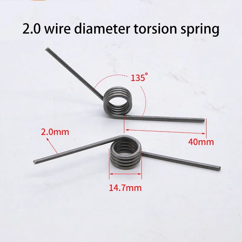 Torsion Spring Steel High Strength V-Shaped Wire Diameter 2.0mm Outer Diameter 14.7mm Angular Length 40mm Torsion Springs
