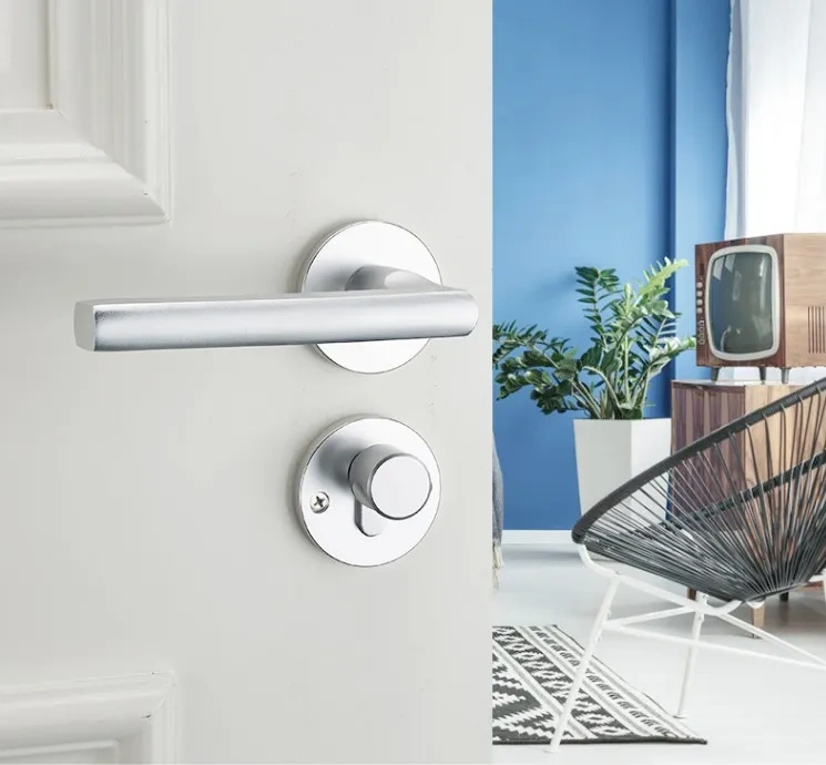 Black space aluminum door handle Interior / Bedroom door lock Split Silent door lock ,Door hardware