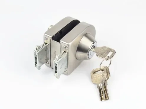 Glass Door Lock, stainless steel,No need to Drilling on glass,lock inside and outside,single door,Frameless glass door