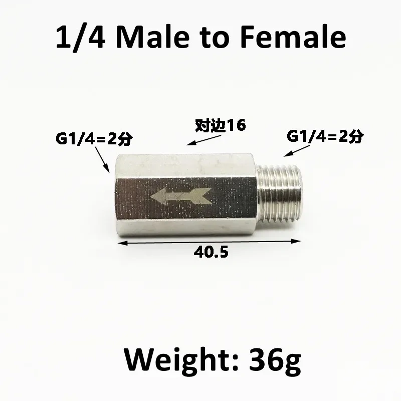 Pneumatic Check Valve Hexagonal Copper Nickel Plated Male Female thread 1/8" 1/4" 3/8" 1/2" Gas One Way Valve Air Brass Valve