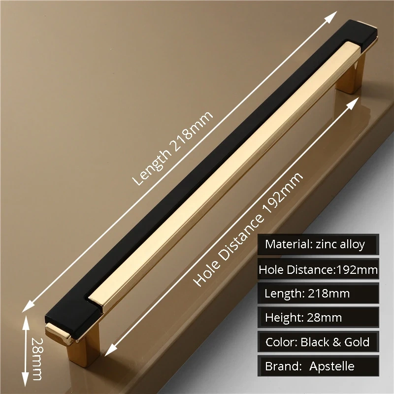 Zinc Alloy Modern Gold Black Chrome Kitchen Handle Fashion Gold Kitchen Handles Cabinet Drawer Dresser Knobs Door Hardware