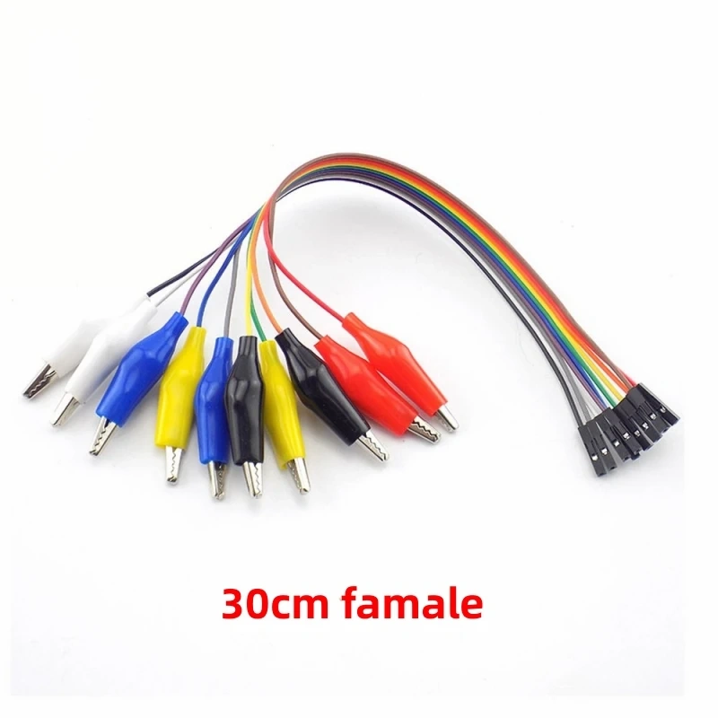 20cm 30cm 10pin Double-end Alligator Clips jump Wire Male Female Crocodile Clip Test Lead Jumper Wire Line Cable DIY Connection