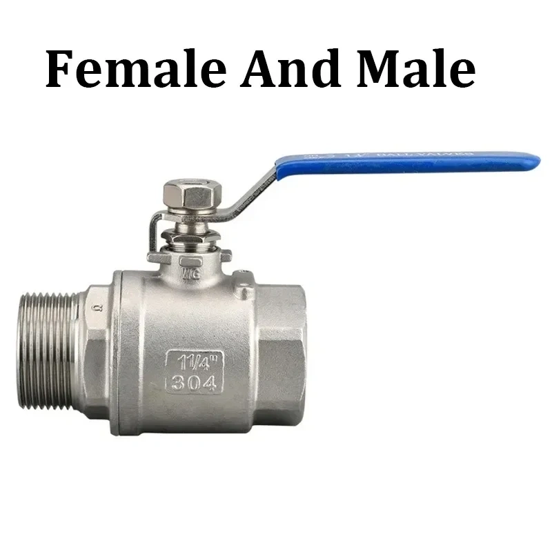 Stainless Steel Two Piece Ball Valve 1/4 3/8 1/2" 3/4" 1" 2" BSP Female And Male Thread Water Gas Oil Switch Fitting Adapter