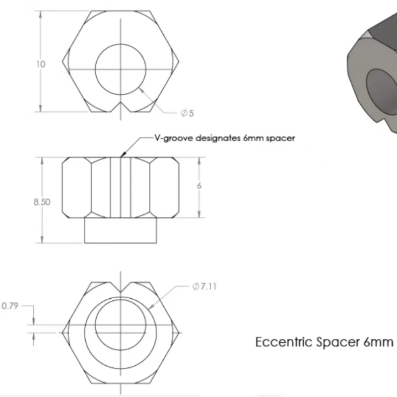 10pc 3D printer Openbuilds Eccentric Spacer V Wheel Eccentric Column isolation Screw nut V-Slot bore 5MM DIY parts