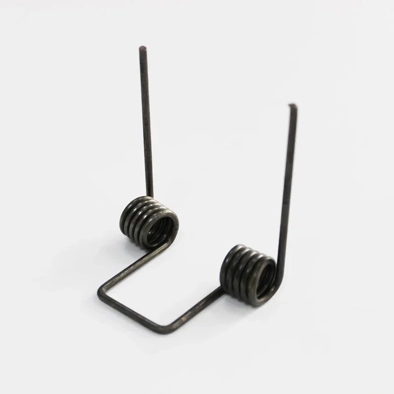 Double torsion spring,wire dia 2.5mm OD. 15.5mm feet length 65mm 5 coils