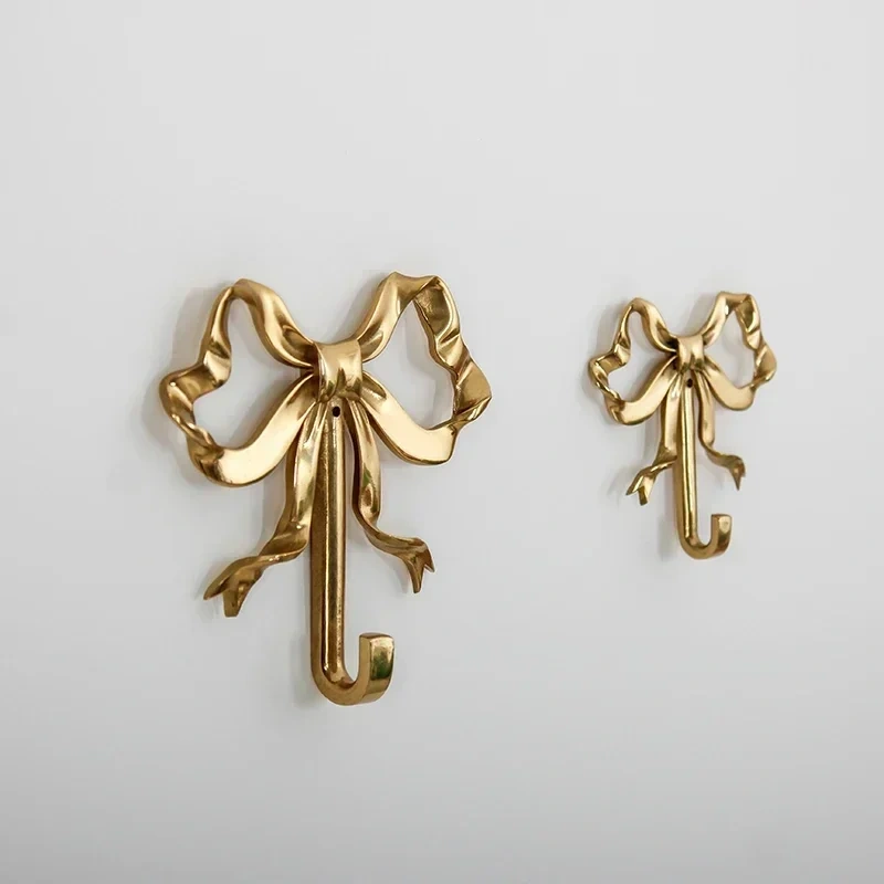 Bedroom Porch Bathroom Decoration Luxury Solid Brass Bow Shape Wall Hook Nordic Retro Clothes Hook Coat Hook