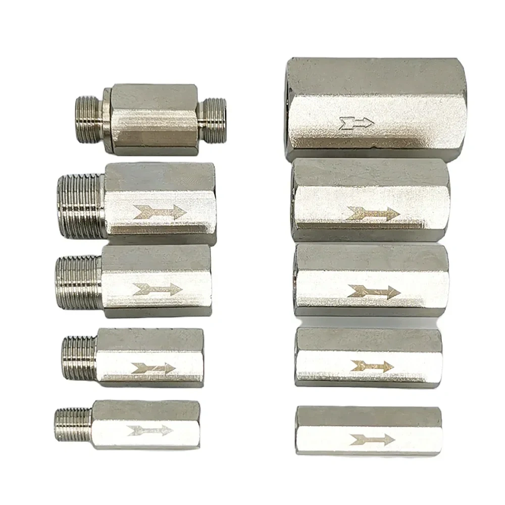 Pneumatic Check Valve Hexagonal Copper Nickel Plated Male Female thread 1/8" 1/4" 3/8" 1/2" Gas One Way Valve Air Brass Valve