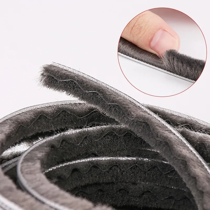 10M 5/6/7mm Elastic straight hair sealing strip Door/Window gap foam Groove Nylon Pile Brush Seal Weatherstrip Dust Proof Strip