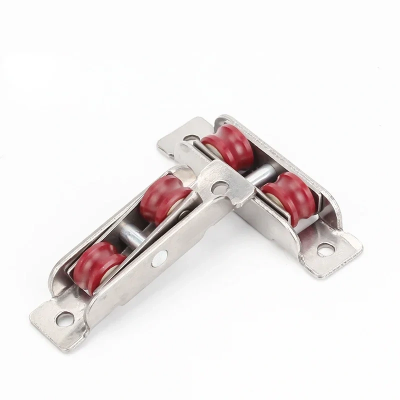 4Pcs Stainless steel Nylon Flat Concave Double Wheel Plastic steel Slide Doors Window pulley U-type ultra-silence Wheel