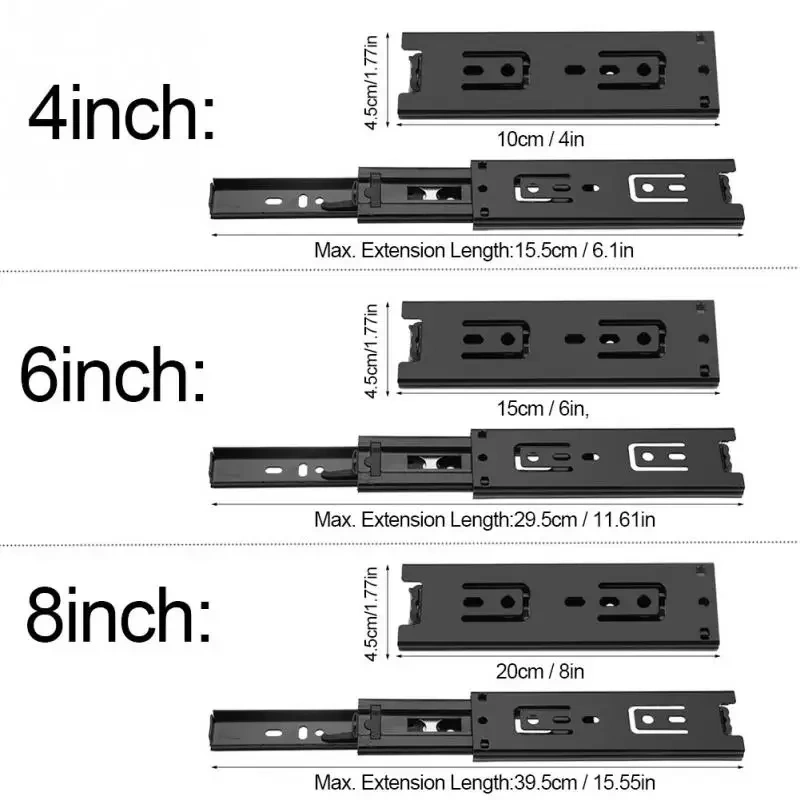 Mini Short Drawer Slides Full Extension Guide Rail Drawer Cupboard Furniture Hardware Set Accessories For Home Kitchen Steel