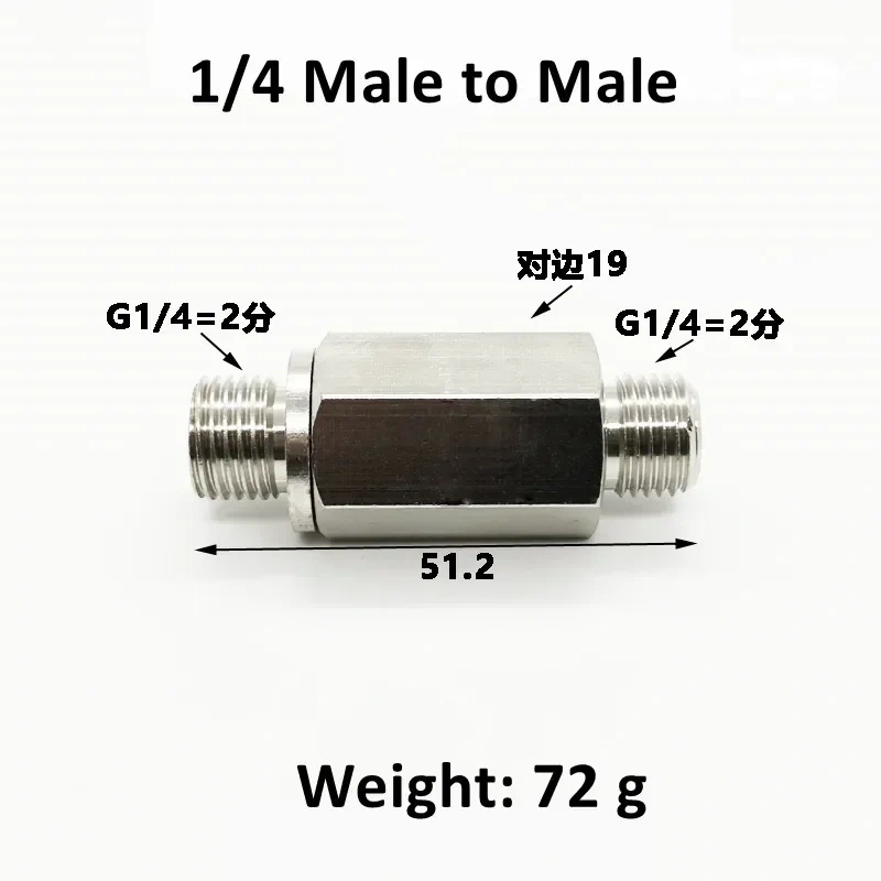 Pneumatic Check Valve Hexagonal Copper Nickel Plated Male Female thread 1/8" 1/4" 3/8" 1/2" Gas One Way Valve Air Brass Valve