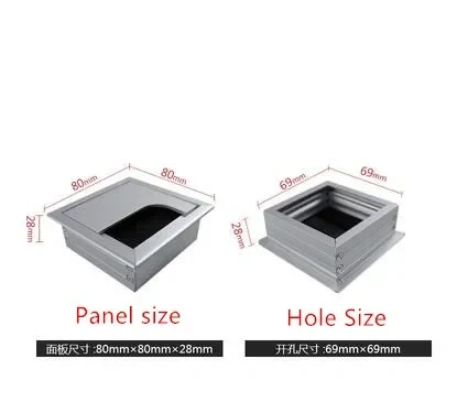 Aluminum alloy rectangular desk cable grommets wire hole cover Cable Outlet Port  Surface  table cable hole Furniture Hardware