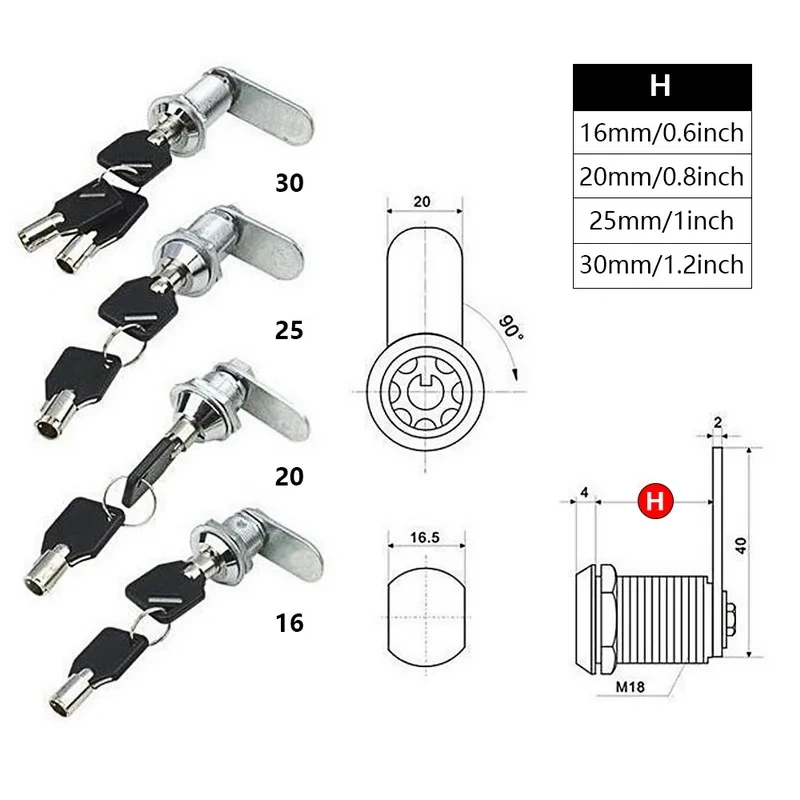 Cylinder Locks Door Cabinet Mailbox Padlock Drawer Cupboard Box Lock With 2 Keys For Furniture Hardware 103 Series