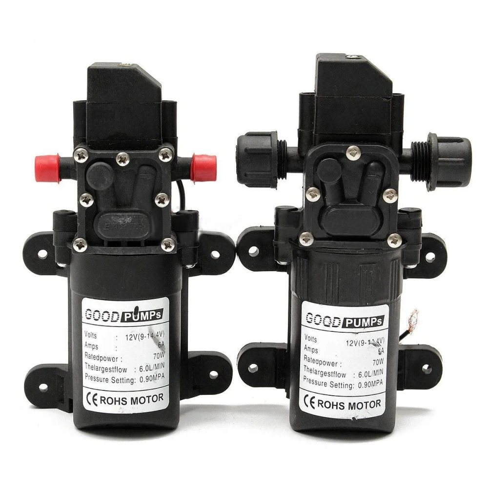 Small Safe Self Priming Pump DC12V 70W 130PSI 6L/Min High Stable Pressure Diaphragm Water Pump 2 styles