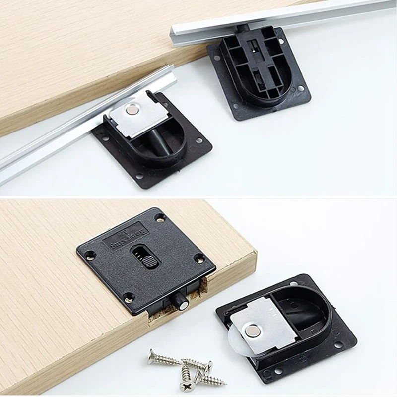 4pcs Wardrobe Plastic Plat Home Sliding Door Pulley Black Sliding Door Wheel Cabinet Nylon Pulley Hanging Wheel Wardrobe