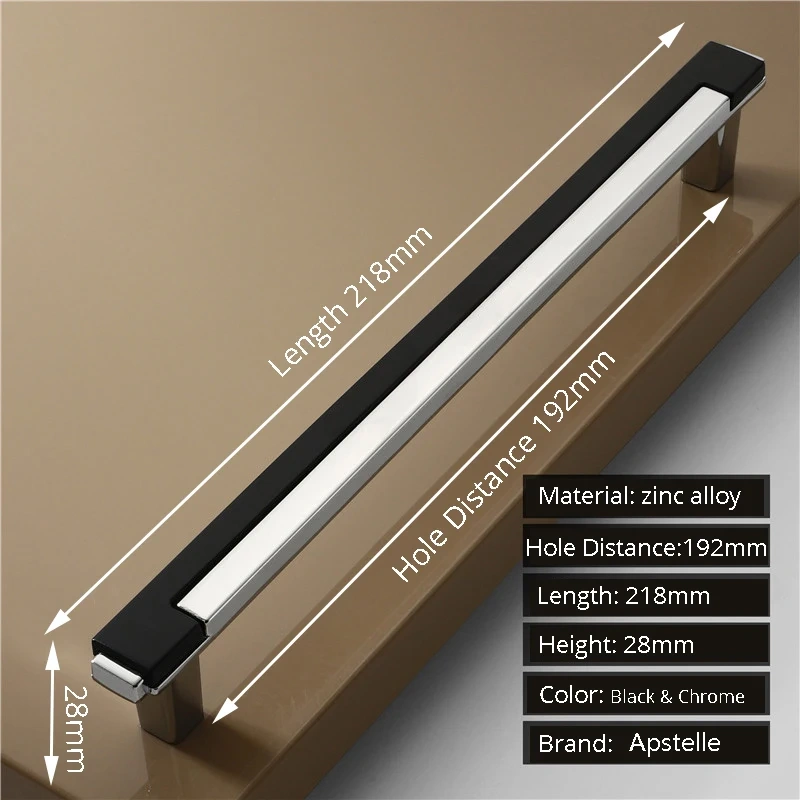Zinc Alloy Modern Gold Black Chrome Kitchen Handle Fashion Gold Kitchen Handles Cabinet Drawer Dresser Knobs Door Hardware