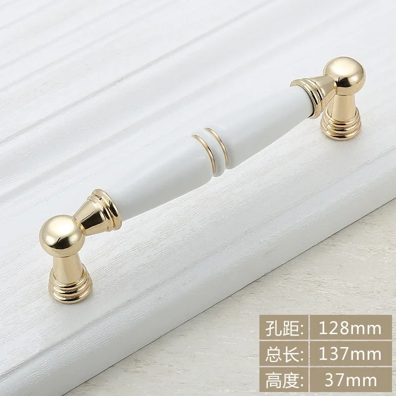 Golden Kitchen Cupboard Door Handles Drawer Knobs European White Furniture Pulls