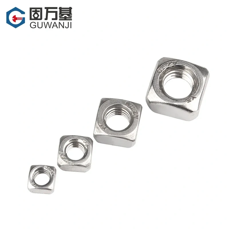 2/5/10/50pcs M3 M4 M5 M6 M8 M10 M12 DIN557 GB39 304 A2-70 Stainless Steel Metric Threaded Square Nut Foursquare Quadrate