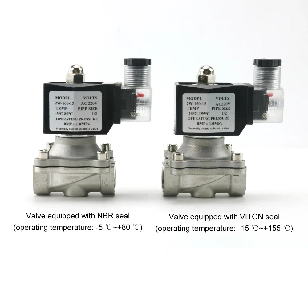 1/2" 3/4" 1" Stainless Steel Normally Closed Electric Solenoid Valve Water  DN15 DN20 With IP65 DIN Coil AC 110V/220V/24V DC 12V
