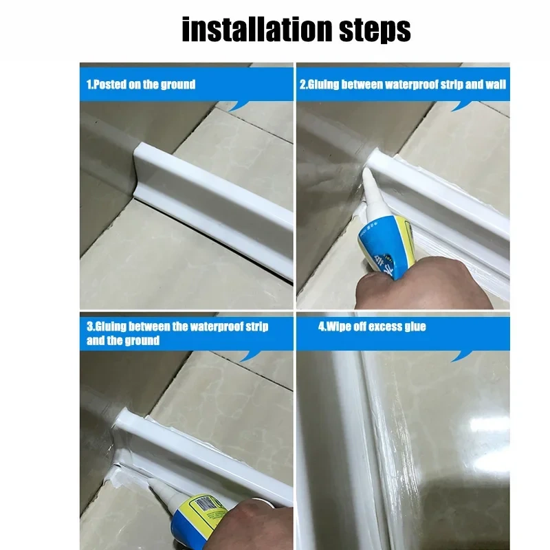 Self-Adhesive Silicone Water Retaining Strips Bathroom Water Stopper Shower Dam Flood Barrier Bendable Water Retaining Strip