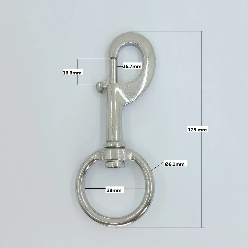 5PCS 316 Stainless Steel 70mm-127mm Swivel Eye Snap Hook Dive Single Ended Swivel Eye Bolt Hook Buckle Dog Leash Sucba Diving