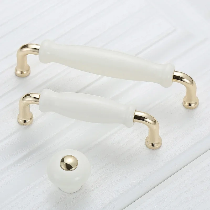 Golden Kitchen Cupboard Door Handles Drawer Knobs European White Furniture Pulls
