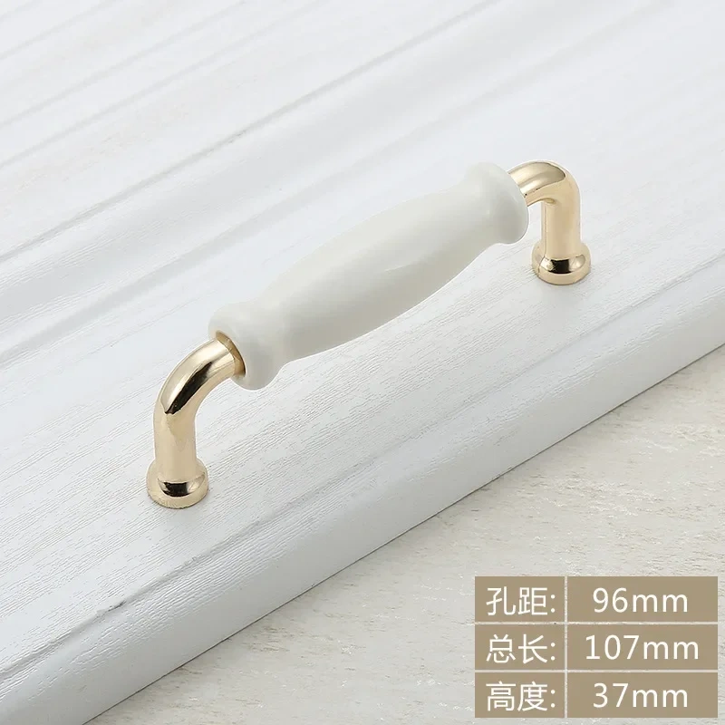 Golden Kitchen Cupboard Door Handles Drawer Knobs European White Furniture Pulls
