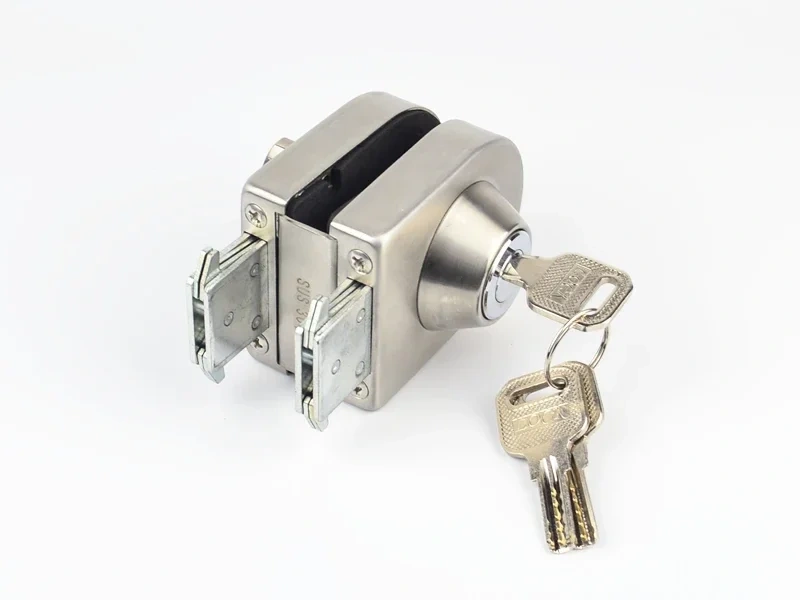 Glass Door Lock, stainless steel,No need to Drilling on glass,lock inside and outside,single door,Frameless glass door