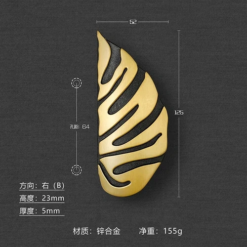 Leaf Handle Black Gold Leaves Creative Cabinet Handles Drawer knobs Wardrobe Door handles Furniture Handles