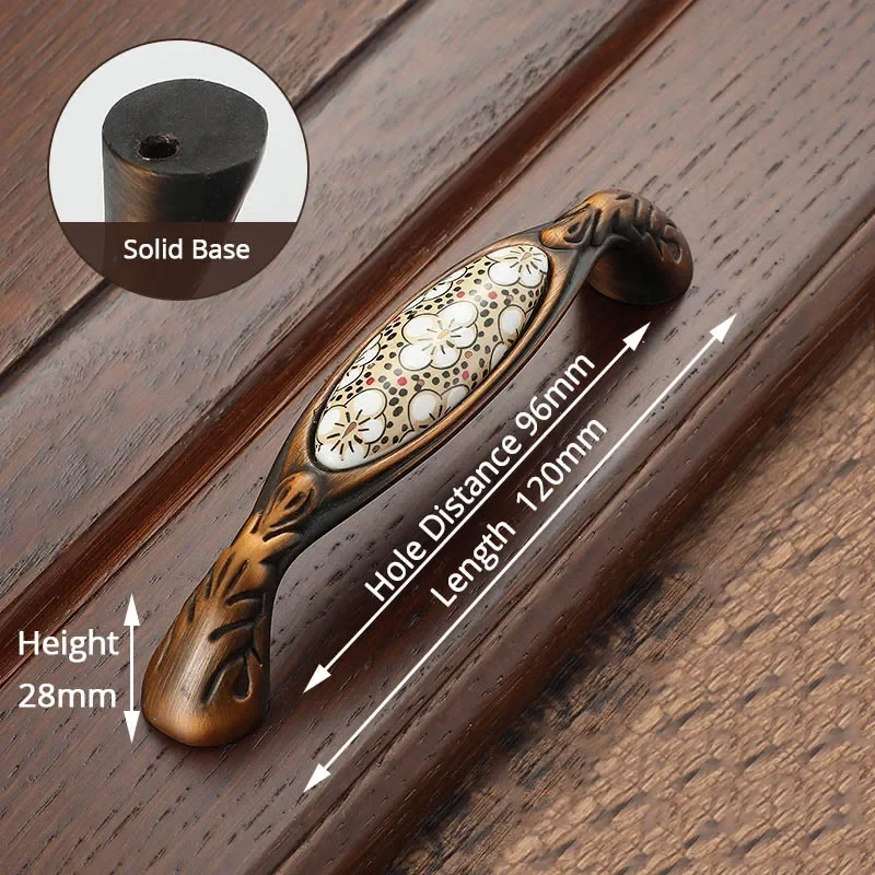 Antique Bronze Ceramic Cabinet Handles Vintage Drawer Knobs Wardrobe Door Handles European Furniture Handle Hardware