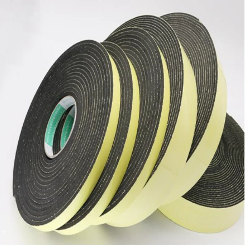 Strong adhesion  EVA black sponge foam  rubber tape  anti-collision seal strip 1, 2, 3mm thick