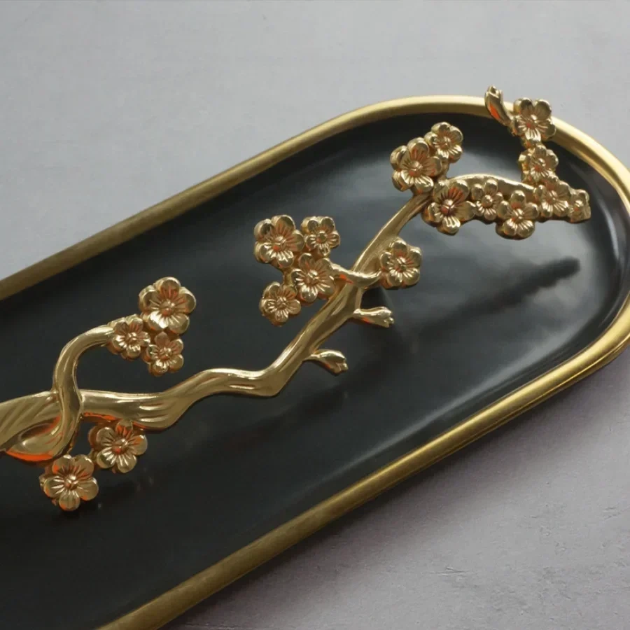 Solid Brass Plum Tree Branch Furniture Handles New Chinese Style Handles for Wardrobe and Cabinets Furniture Fittings