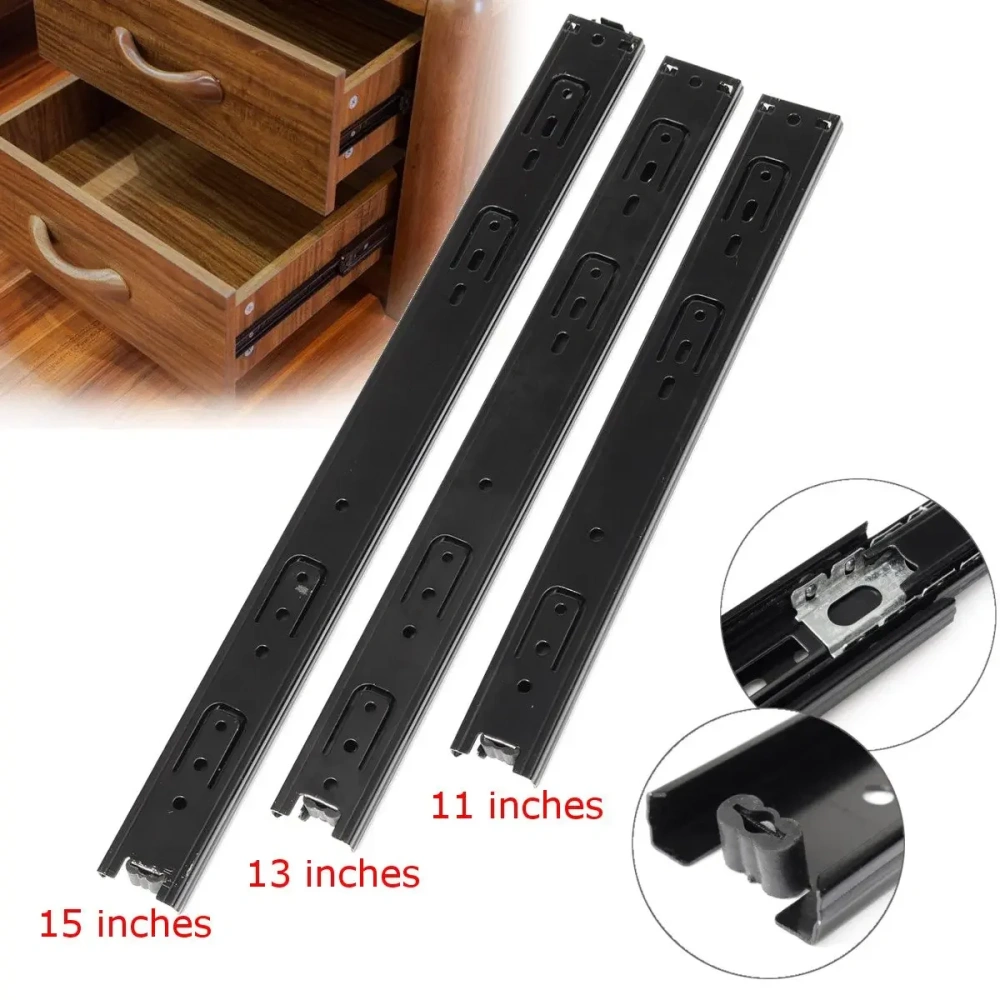 11/13/15inches Drawer Slides Full Extension Side Mount Runner 3 Section Soft Close Ball Bearing Damping Buffer Cabinet Rails