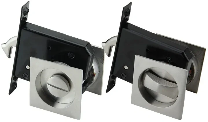 Keyless Bed Bath Door Lock Mortise Lock Set Flush Recessed Pull Ring Double-Sided Square Round Escape
