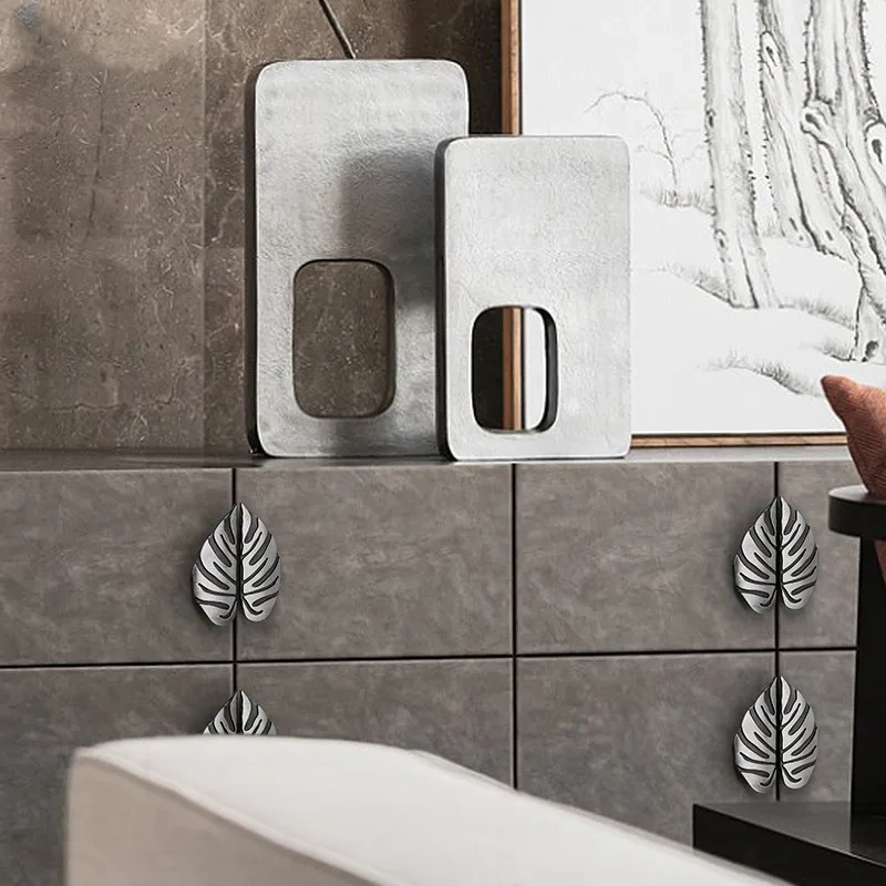 Leaf Handle Black Gold Leaves Creative Cabinet Handles Drawer knobs Wardrobe Door handles Furniture Handles