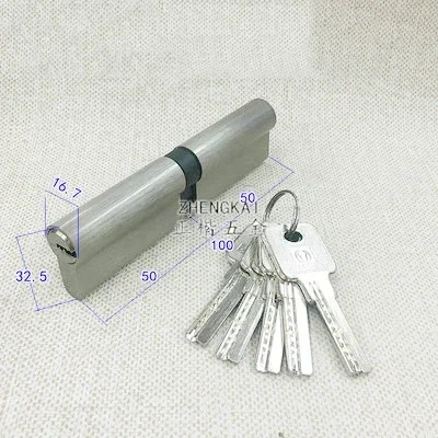 Door Cylinder 100cm Security Copper Door Lock Cylinder Interior Bedroom Living Lock Handle 5 pcs Brass Key Locking