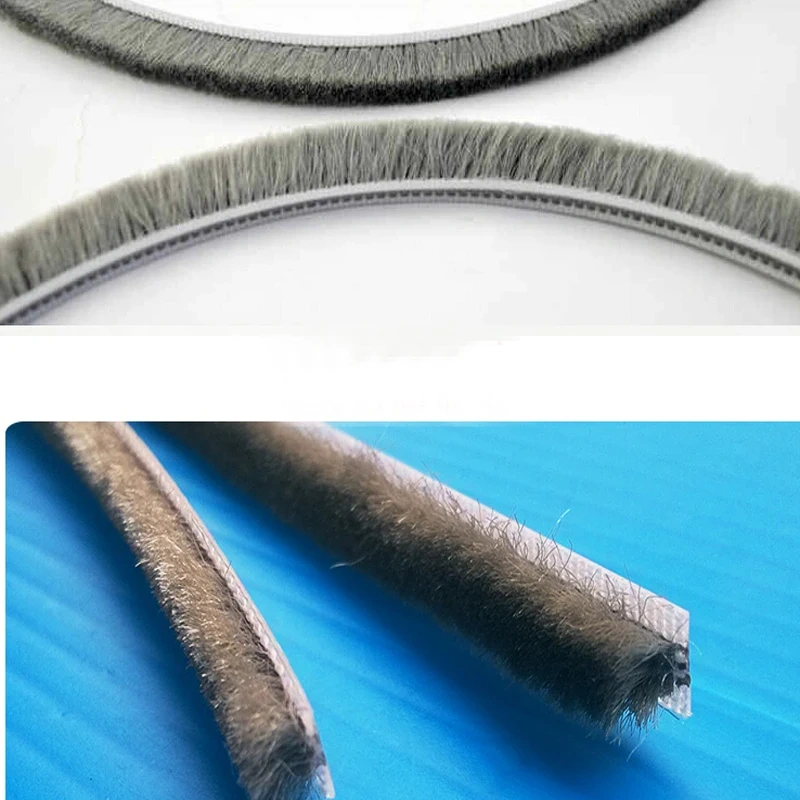 10M 5mm x 8mm  hair sealing strip aluminum sliding door window gap nylon pile brush seal strip  window light gap filler blocker